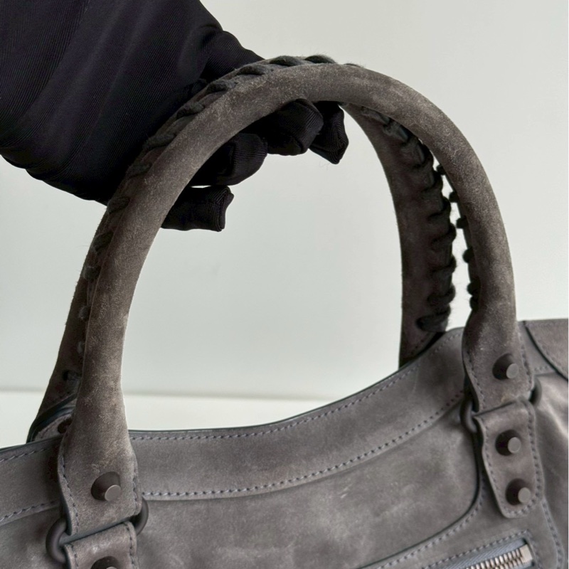 98新🩶 有購證🙌🏻 Balenciaga 巴黎世家 Le City 灰色麂皮 中號-9