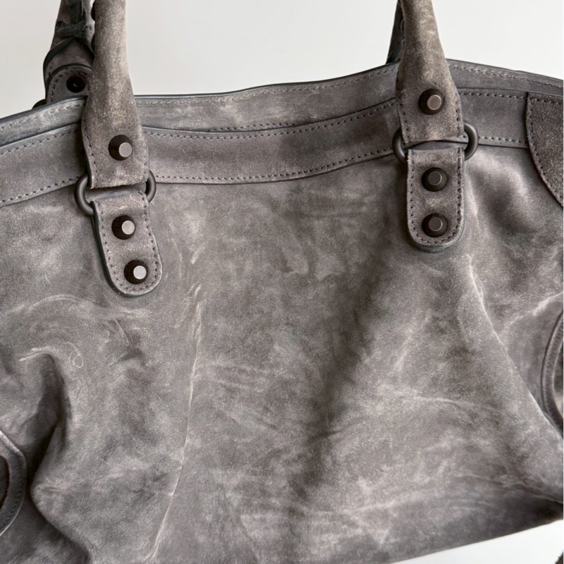 98新🩶 有購證🙌🏻 Balenciaga 巴黎世家 Le City 灰色麂皮 中號-11