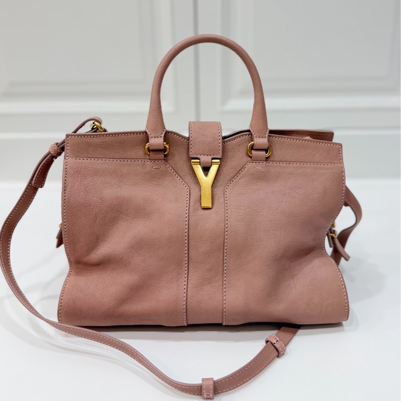 YSL 聖羅蘭 cabas chyc 經典 裸粉色 手提包 公事包 肩背包 斜背包 側背包 醫生包-0