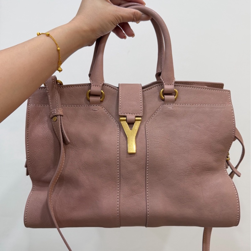 YSL 聖羅蘭 cabas chyc 經典 裸粉色 手提包 公事包 肩背包 斜背包 側背包 醫生包-2