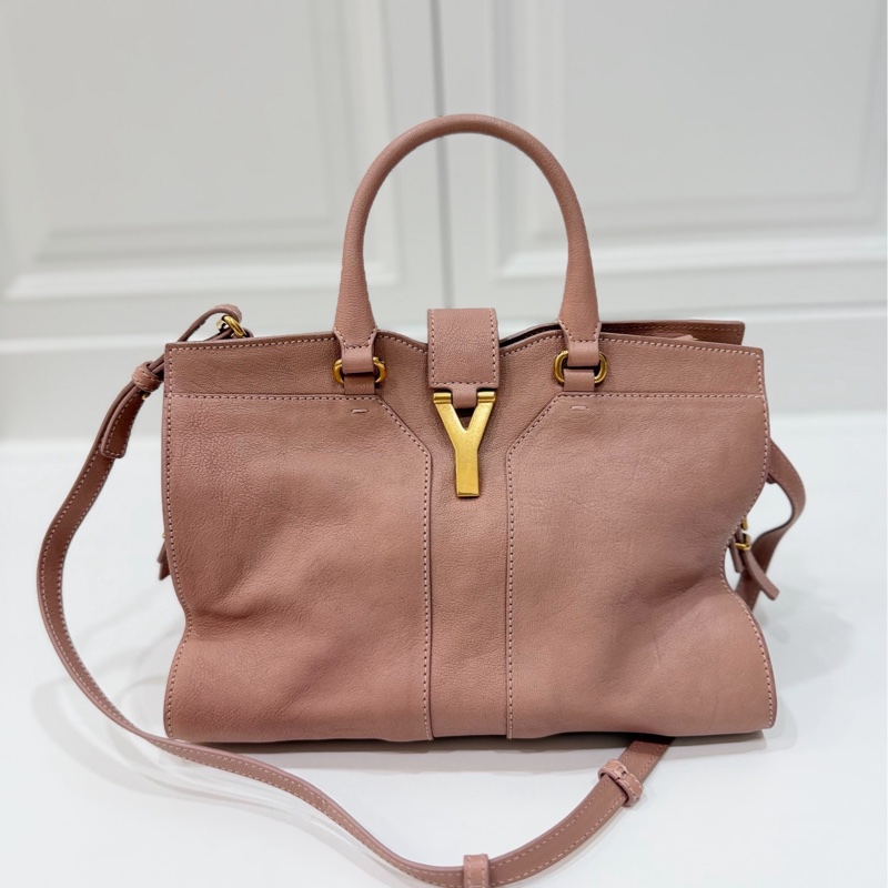 YSL 聖羅蘭 cabas chyc 經典 裸粉色 手提包 公事包 肩背包 斜背包 側背包 醫生包-10