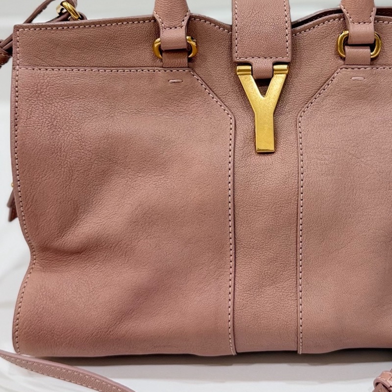 YSL 聖羅蘭 cabas chyc 經典 裸粉色 手提包 公事包 肩背包 斜背包 側背包 醫生包-16