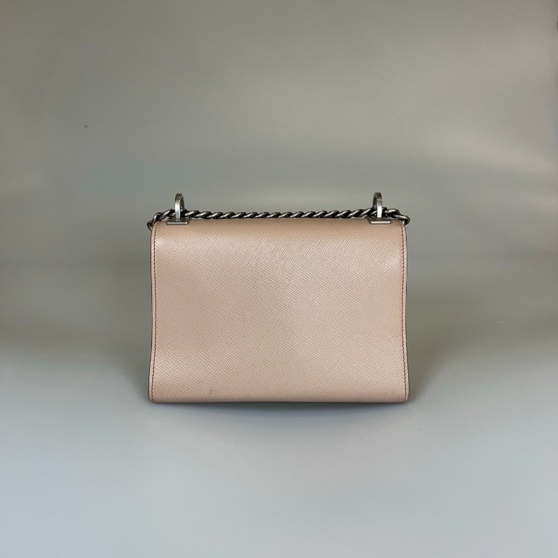 PRADA  粉色掀蓋鍊包-1