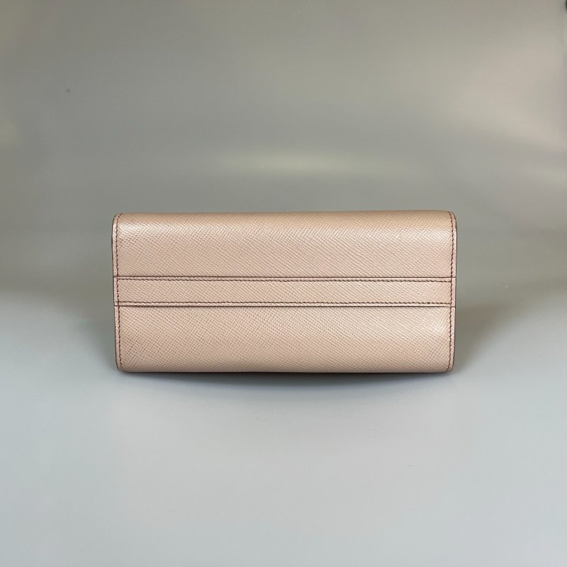 PRADA  粉色掀蓋鍊包-4