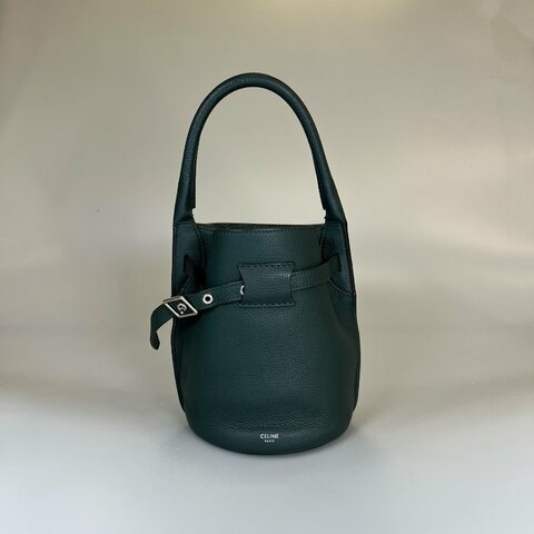 CELINE 墨綠色銀扣水桶包