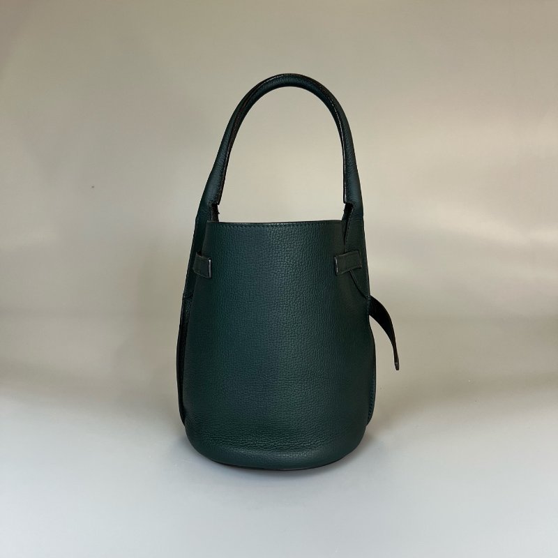 CELINE 墨綠色銀扣水桶包-1