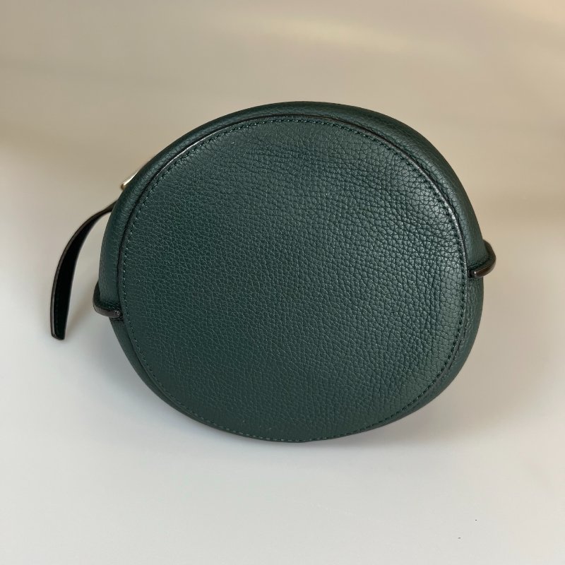 CELINE 墨綠色銀扣水桶包-4