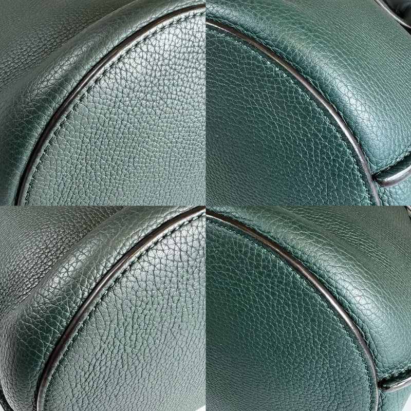 CELINE 墨綠色銀扣水桶包-11
