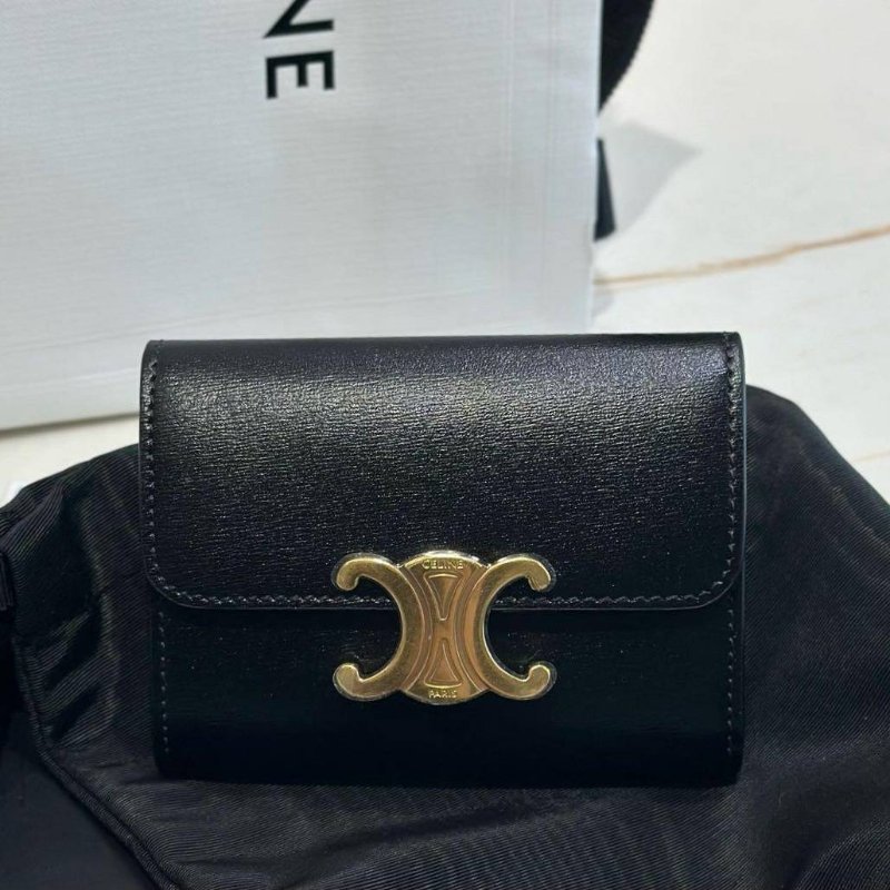 *SHIHNA名牌精品* Celine Triomphe小牛皮短款零錢包-0