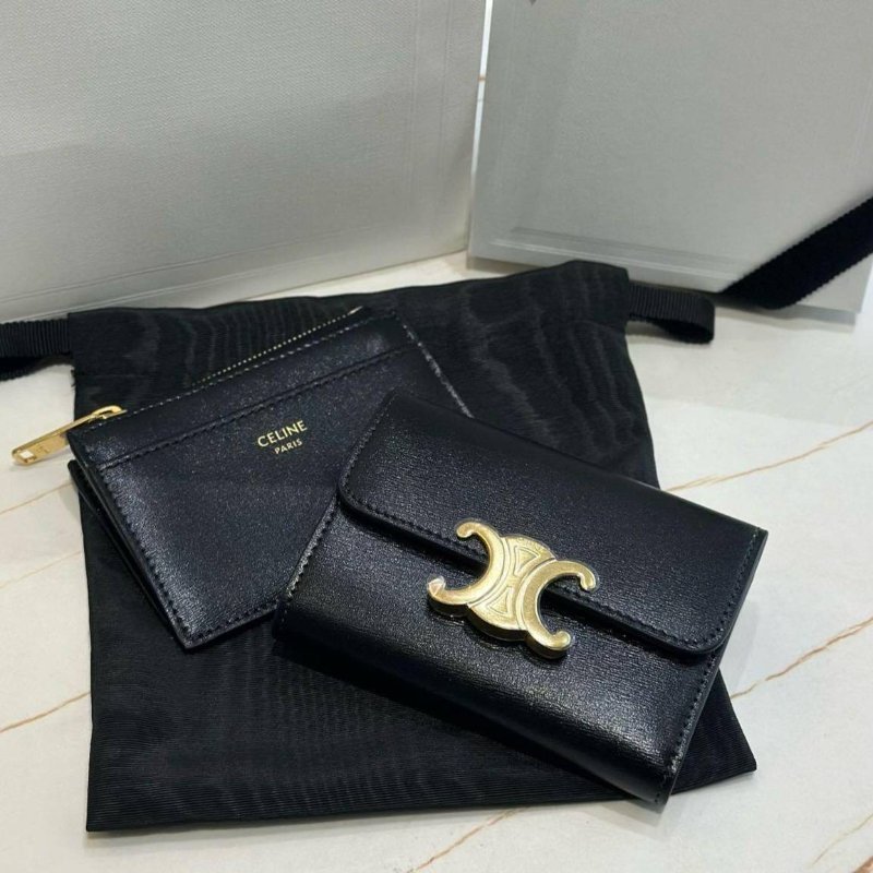 *SHIHNA名牌精品* Celine Triomphe小牛皮短款零錢包-1