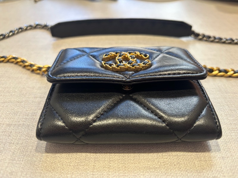 香奈兒Chanel 19bag 黑色羊皮菱格小鏈包-5