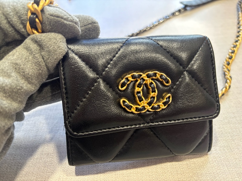香奈兒Chanel 19bag 黑色羊皮菱格小鏈包-7