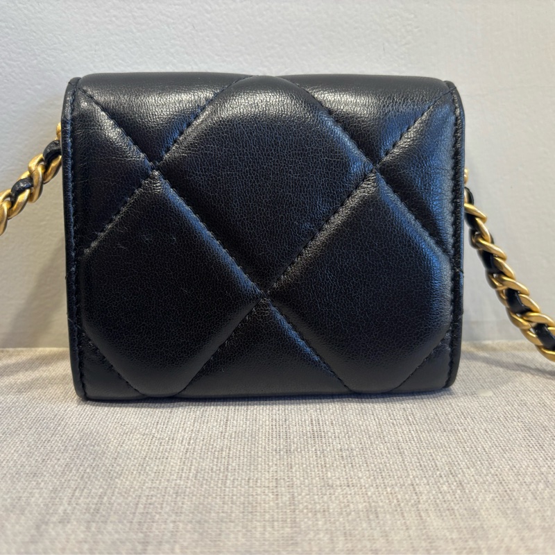 香奈兒Chanel 19bag 黑色羊皮菱格小鏈包-10
