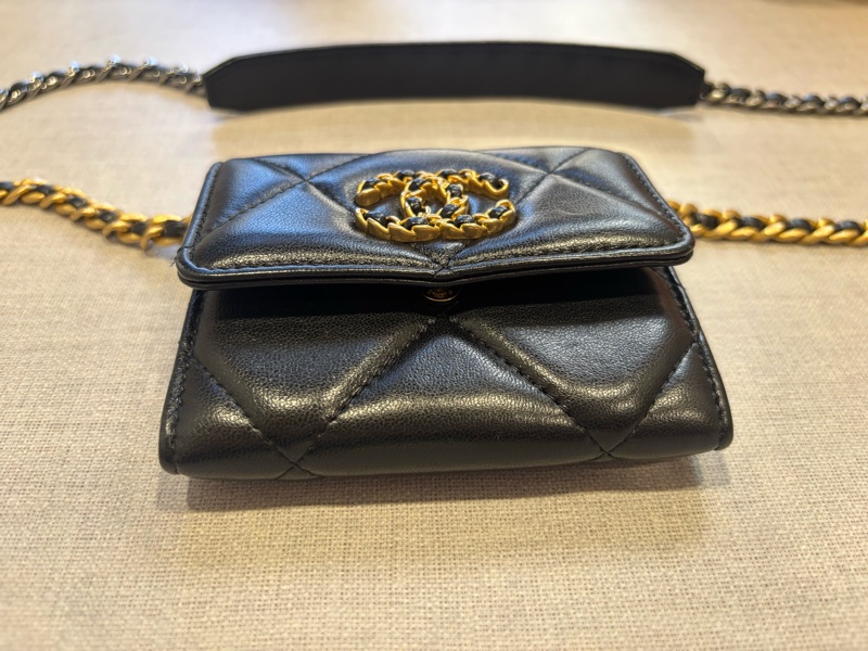 香奈兒Chanel 19bag 黑色羊皮菱格小鏈包-12
