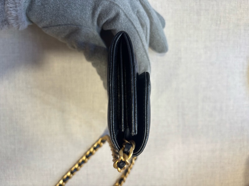 香奈兒Chanel 19bag 黑色羊皮菱格小鏈包-13
