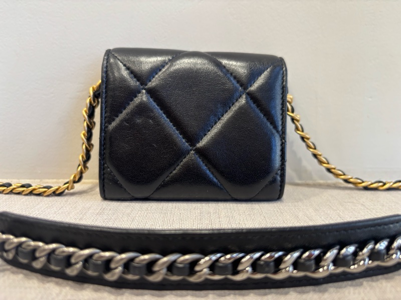 香奈兒Chanel 19bag 黑色羊皮菱格小鏈包-19