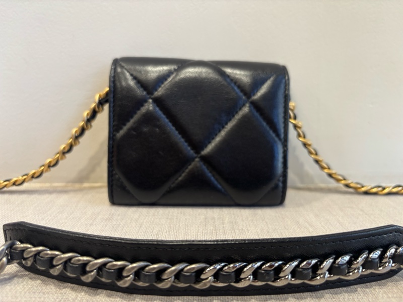 香奈兒Chanel 19bag 黑色羊皮菱格小鏈包-20