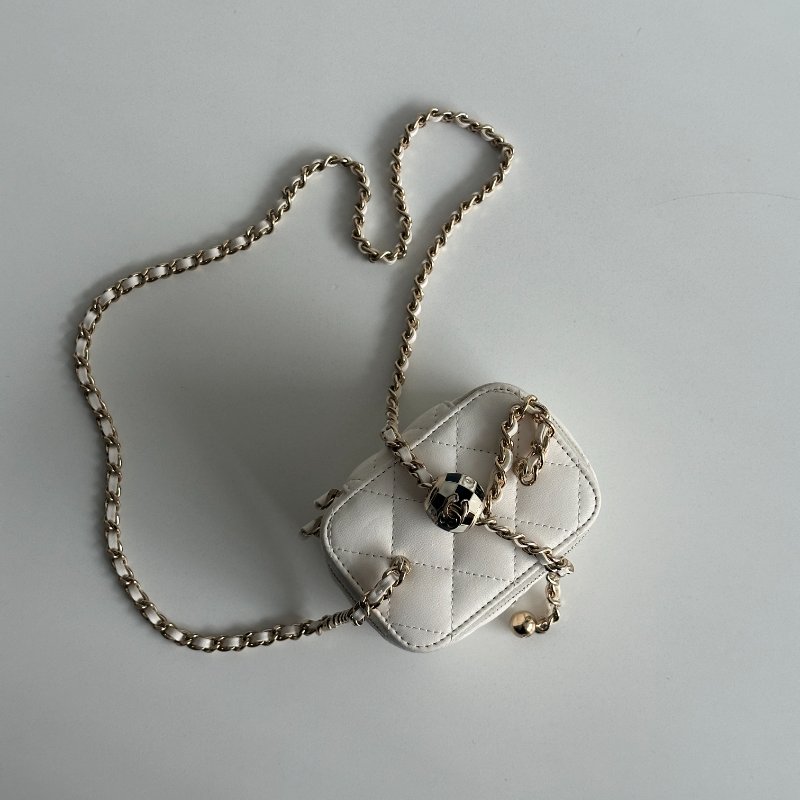 99新🆕 Chanel 香奈兒 足球釦小盒子⚽️ 白色金釦-3