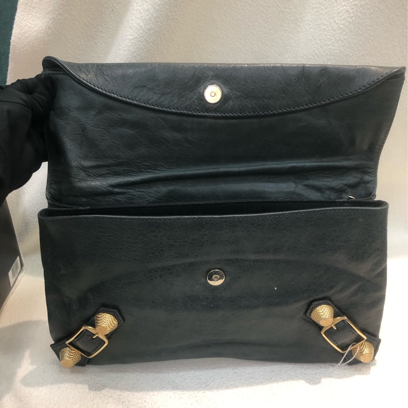 Balenciaga 灰色玫瑰金大釘 手拿包 XC474-13