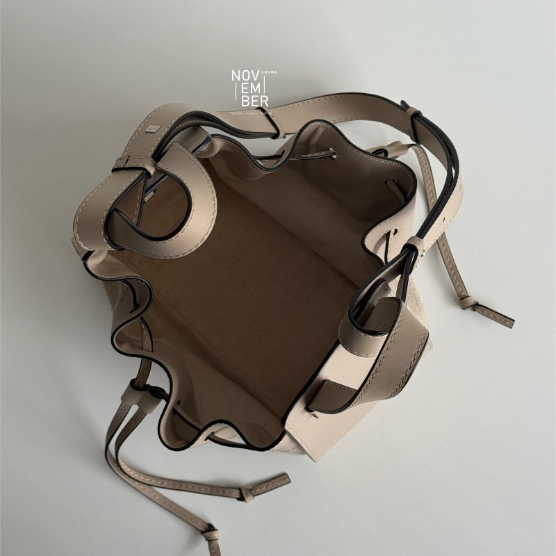 98新🤎 Loewe 羅意威 Hammock 吊床包 小號 米色皮革拼接帆布-2