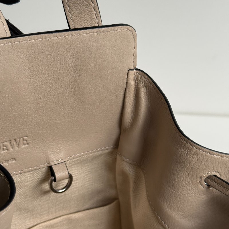 98新🤎 Loewe 羅意威 Hammock 吊床包 小號 米色皮革拼接帆布-8