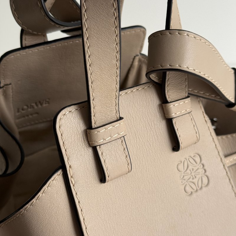 98新🤎 Loewe 羅意威 Hammock 吊床包 小號 米色皮革拼接帆布-11
