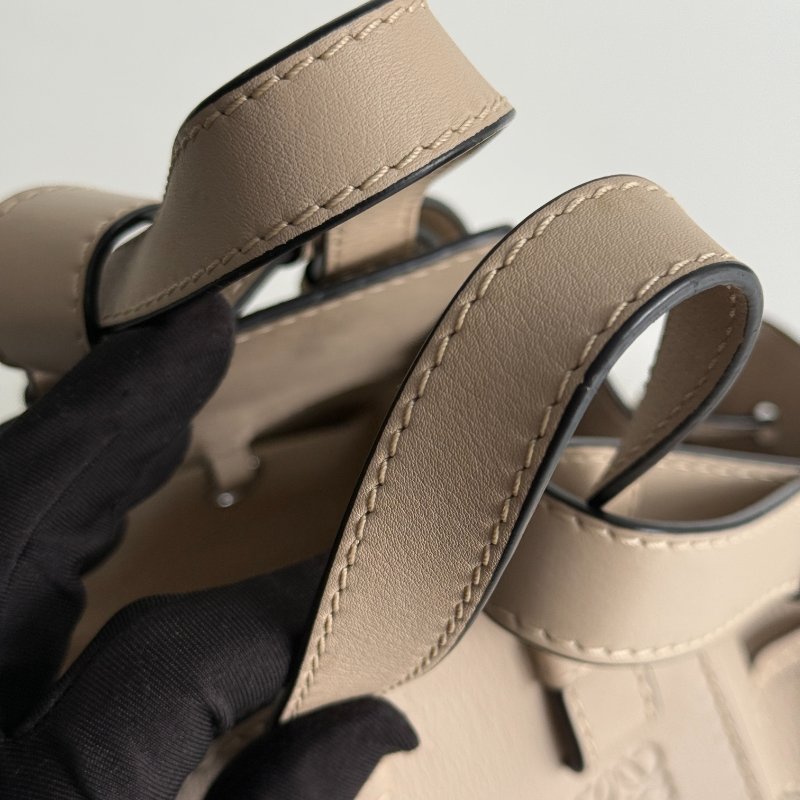 98新🤎 Loewe 羅意威 Hammock 吊床包 小號 米色皮革拼接帆布-12