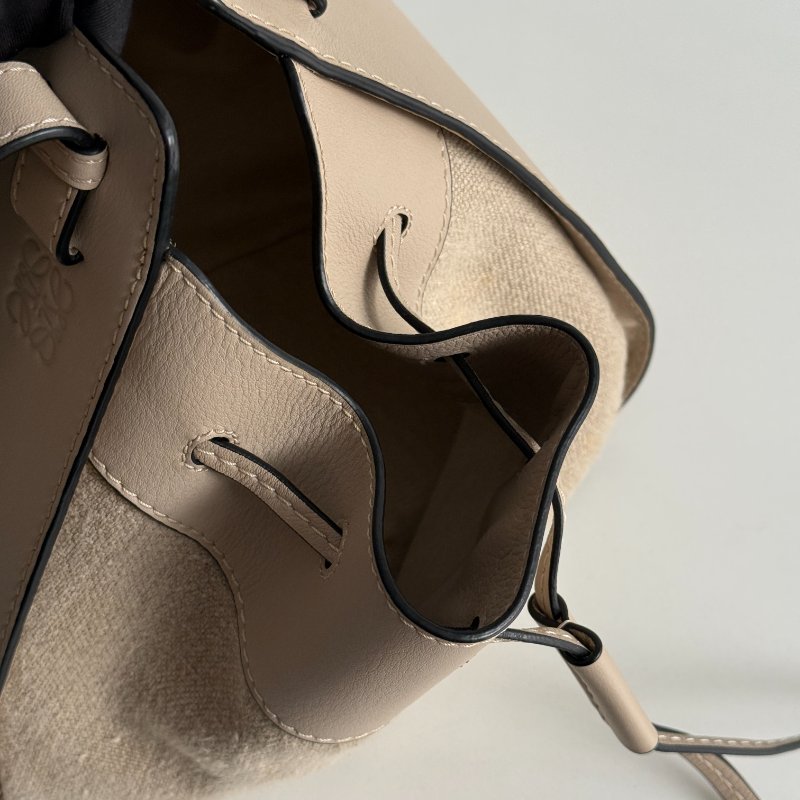 98新🤎 Loewe 羅意威 Hammock 吊床包 小號 米色皮革拼接帆布-13