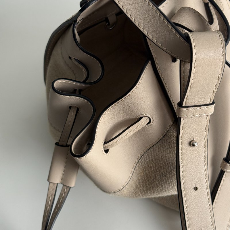 98新🤎 Loewe 羅意威 Hammock 吊床包 小號 米色皮革拼接帆布-14