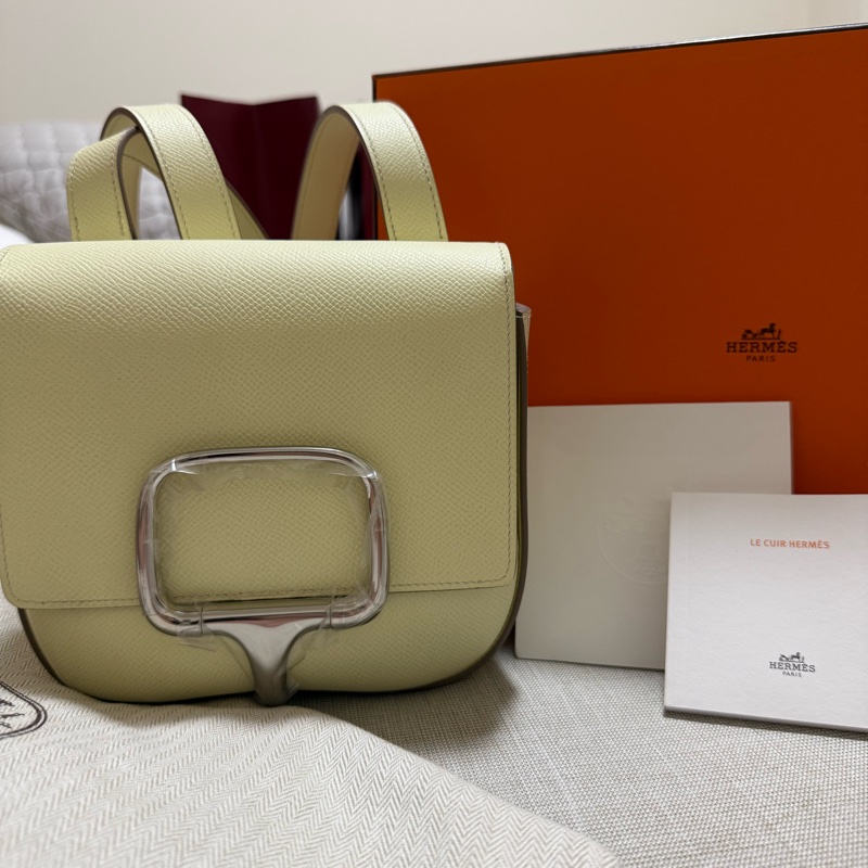 Hermès Della Jaune Milton 米爾頓黃 銀扣 Epsom 膜未拆 2025日本購入 附購證-7