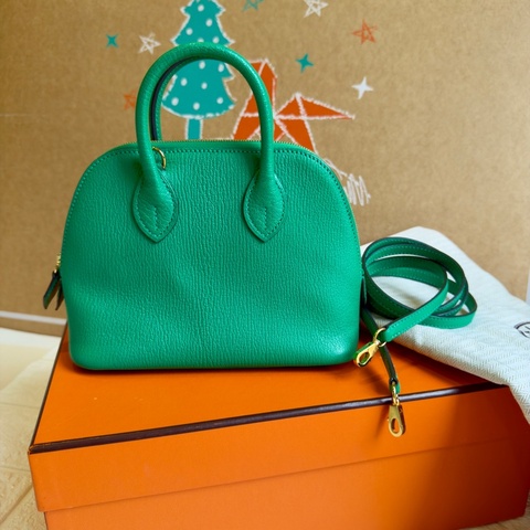 Hermes 愛馬仕mini bolide 6W薄荷綠金釦