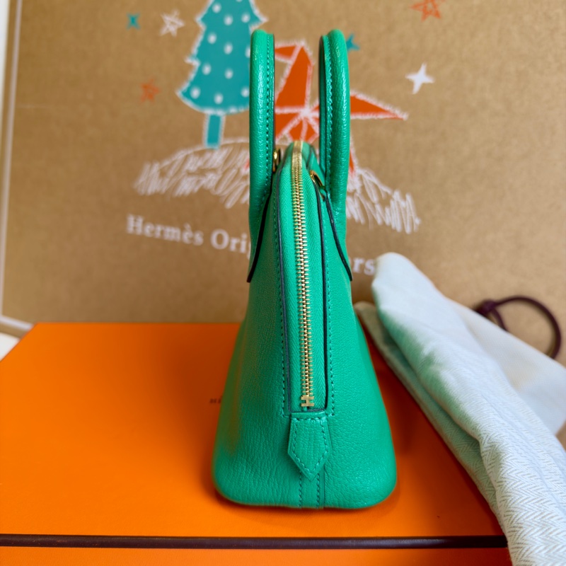 Hermes 愛馬仕mini bolide 6W薄荷綠金釦-3