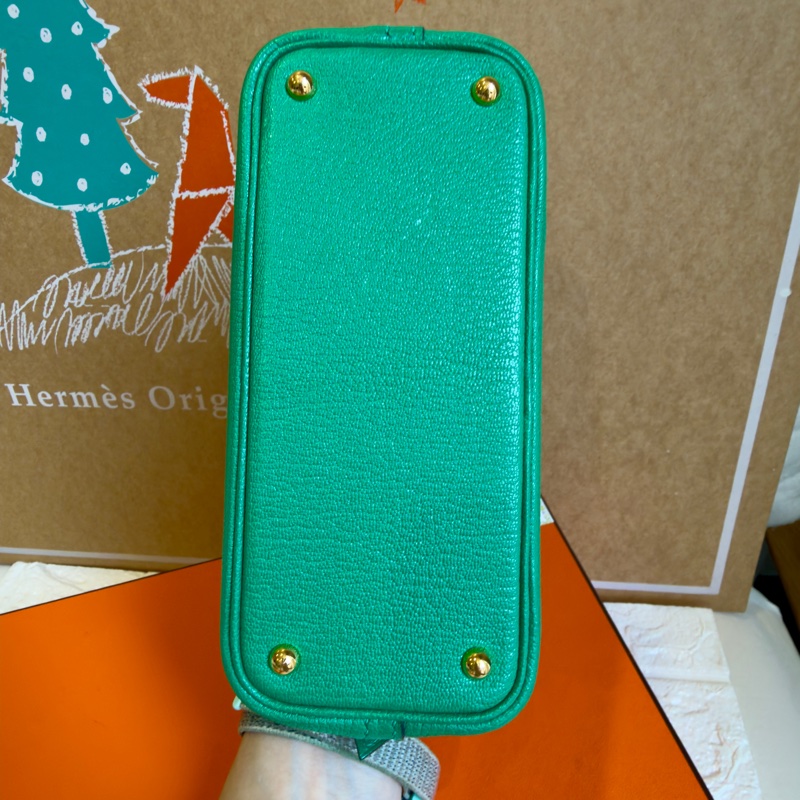 Hermes 愛馬仕mini bolide 6W薄荷綠金釦-6