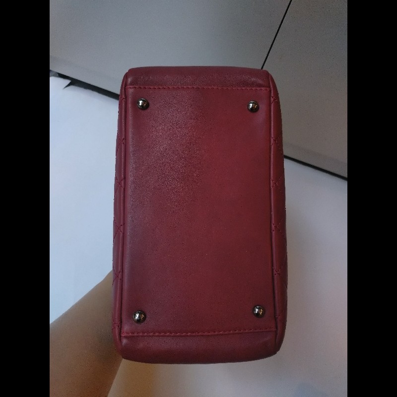 Chanel 銀鍊紅皮菱格三層小托特包 小豆腐包-14