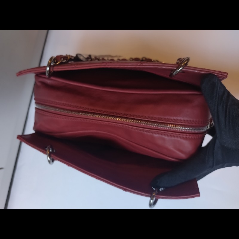Chanel 銀鍊紅皮菱格三層小托特包 小豆腐包-18
