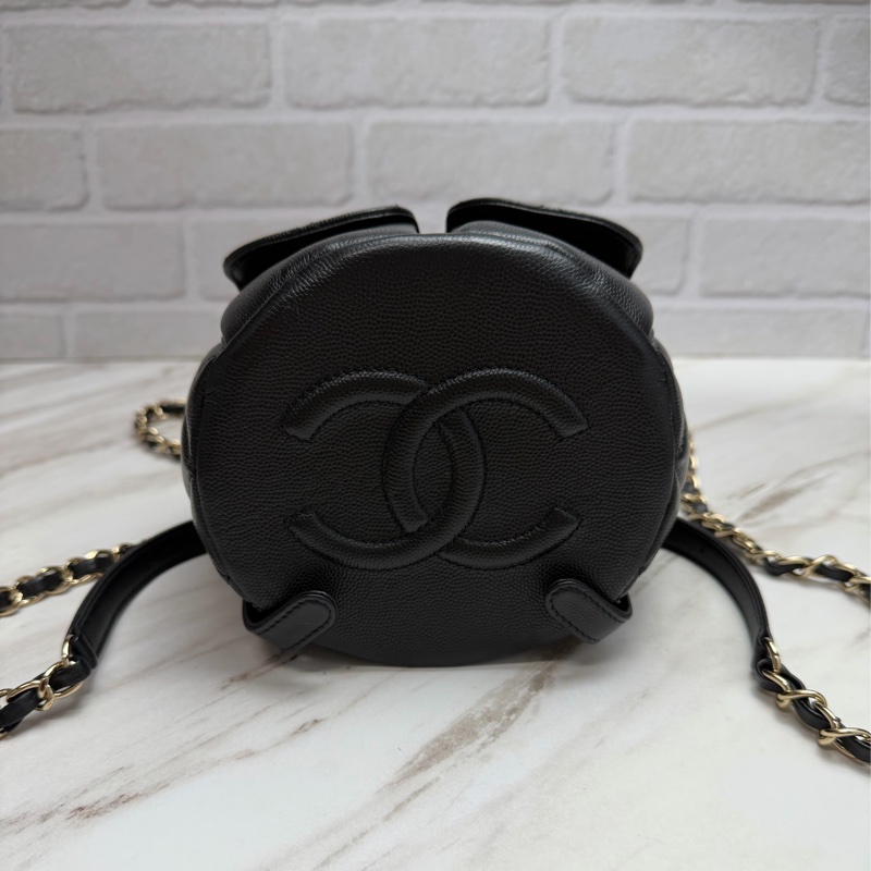 香奈兒 Chanel 荔枝牛皮 雙肩包 後背包 黑色金釦-7