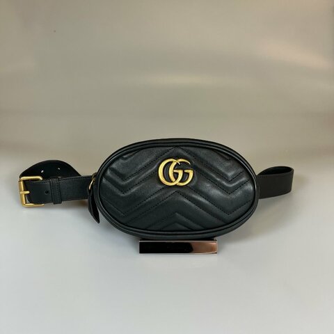 GUCCI 476434 黑金Marmont腰包