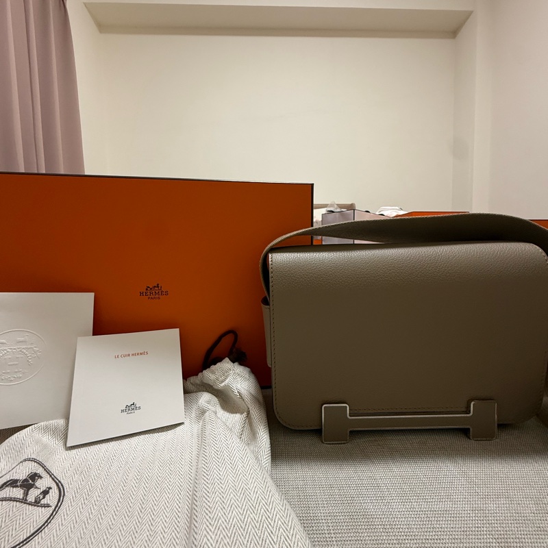 Hermès Geta W刻 Trench 風衣灰 銀扣 全新未使用 膜未拆 完整配件 台灣專櫃購入-6