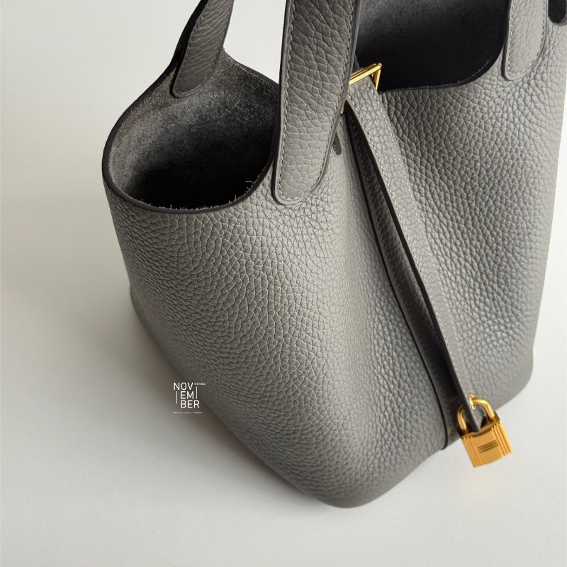99新🆕 全配有購證🙌🏻 Hermès 愛馬仕 Picotin18 積雨雲灰金釦-1