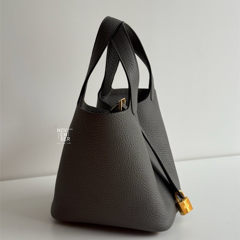 99新🆕 全配有購證🙌🏻 Hermès 愛馬仕 Picotin18 積雨雲灰金釦-2