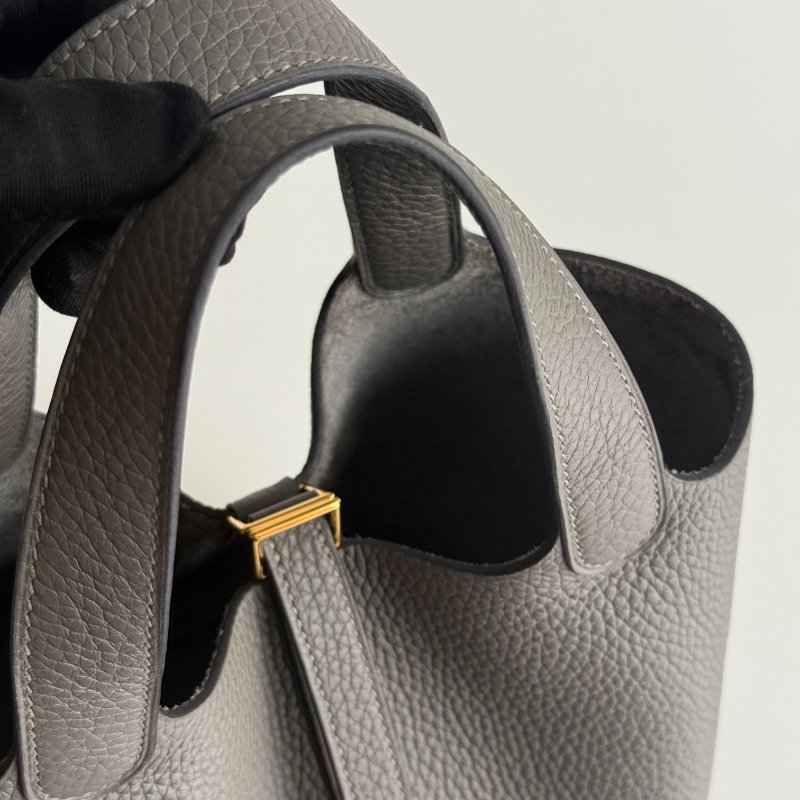 99新🆕 全配有購證🙌🏻 Hermès 愛馬仕 Picotin18 積雨雲灰金釦-7