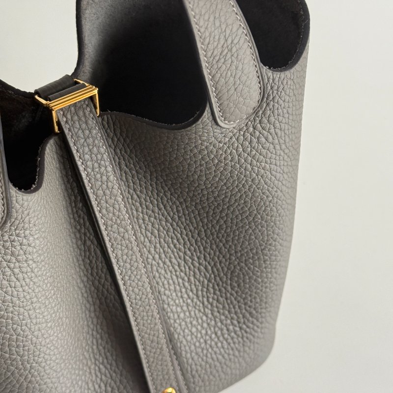 99新🆕 全配有購證🙌🏻 Hermès 愛馬仕 Picotin18 積雨雲灰金釦-8