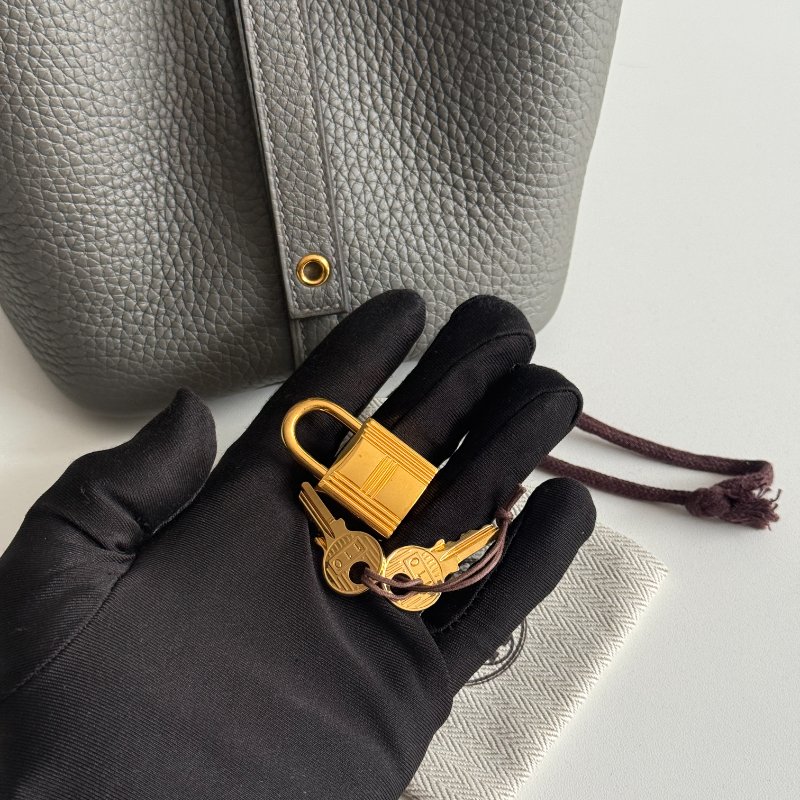 99新🆕 全配有購證🙌🏻 Hermès 愛馬仕 Picotin18 積雨雲灰金釦-15