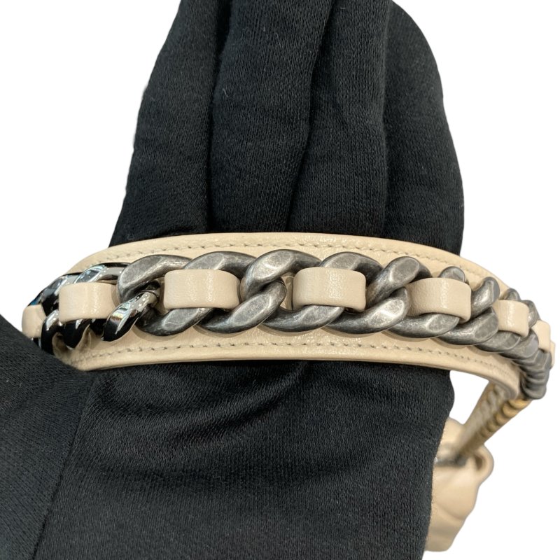 CHANEL 香奈兒 19 BAG 翻蓋肩背包 羊皮 米色 金釦-11