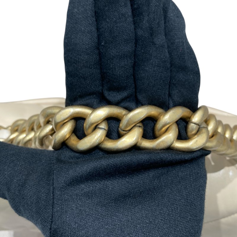 CHANEL 香奈兒 19 BAG 翻蓋肩背包 羊皮 米色 金釦-12