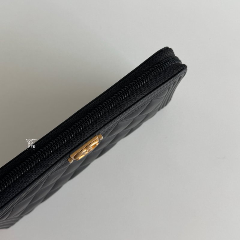 98新✨ Chanel 香奈兒 Boy 拉鏈長夾 黑色金釦-3