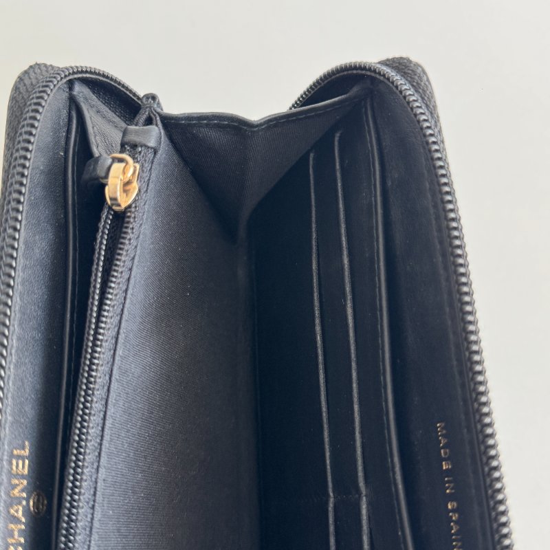 98新✨ Chanel 香奈兒 Boy 拉鏈長夾 黑色金釦-11