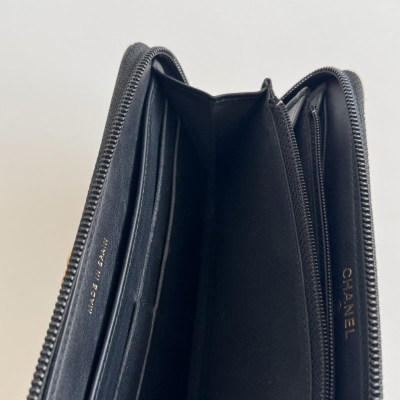 98新✨ Chanel 香奈兒 Boy 拉鏈長夾 黑色金釦-12