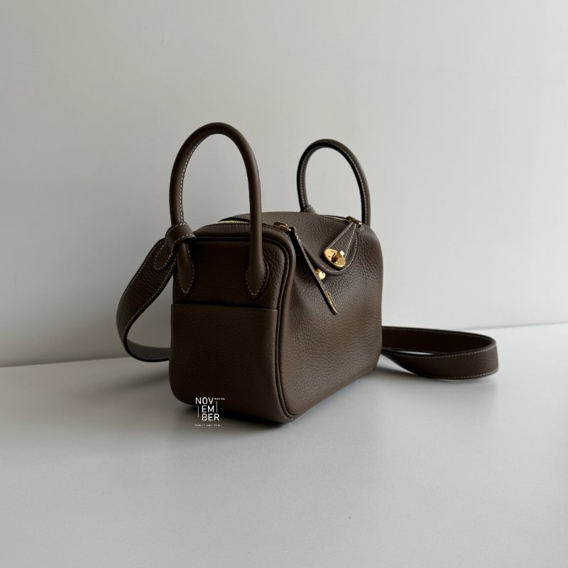 99新🆕 Hermès 愛馬仕 Mini Lindy 大象灰金釦一代-1