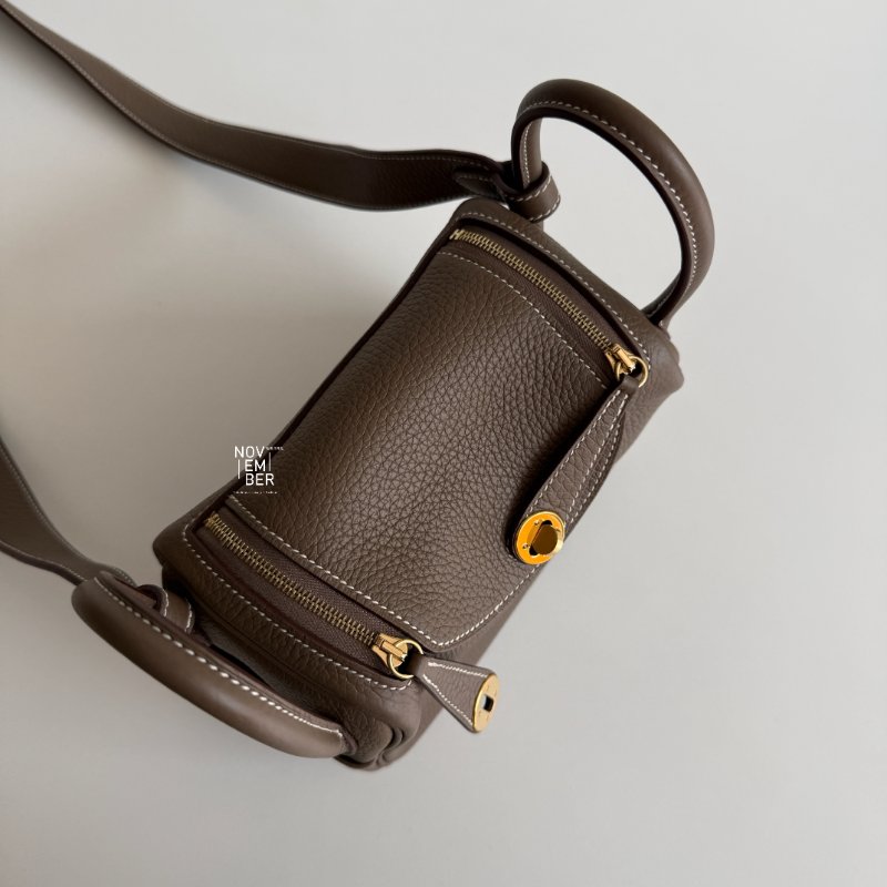 99新🆕 Hermès 愛馬仕 Mini Lindy 大象灰金釦一代-2